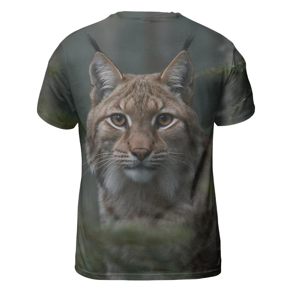 Forest Gaze Eurasian Lynx vibrant all-over design tees