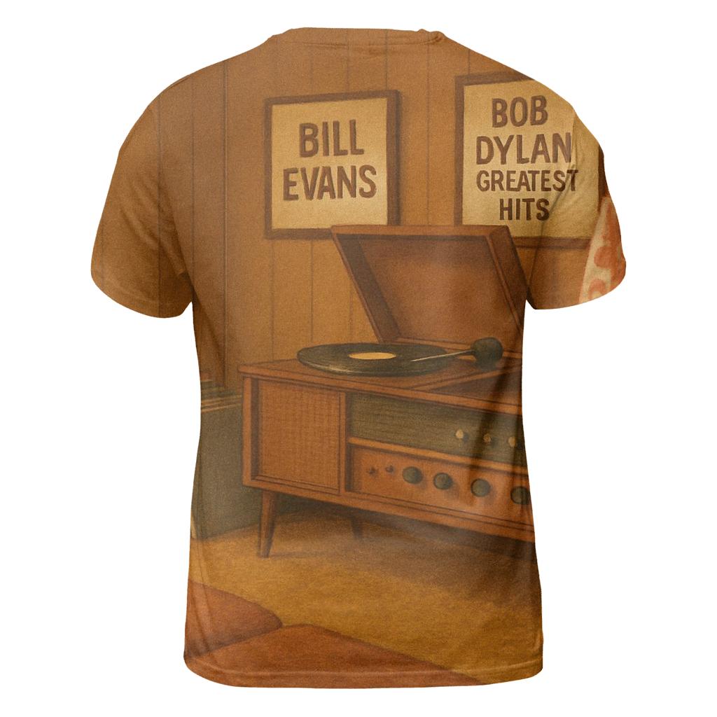 Retro Vinyl Listening Lounge Scene personalized full print shirts