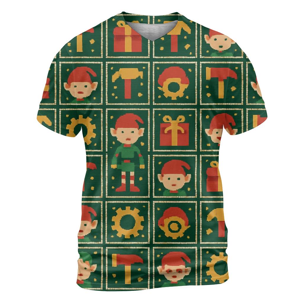 Elves Workshop Gear Grid Design statement graphic shirts