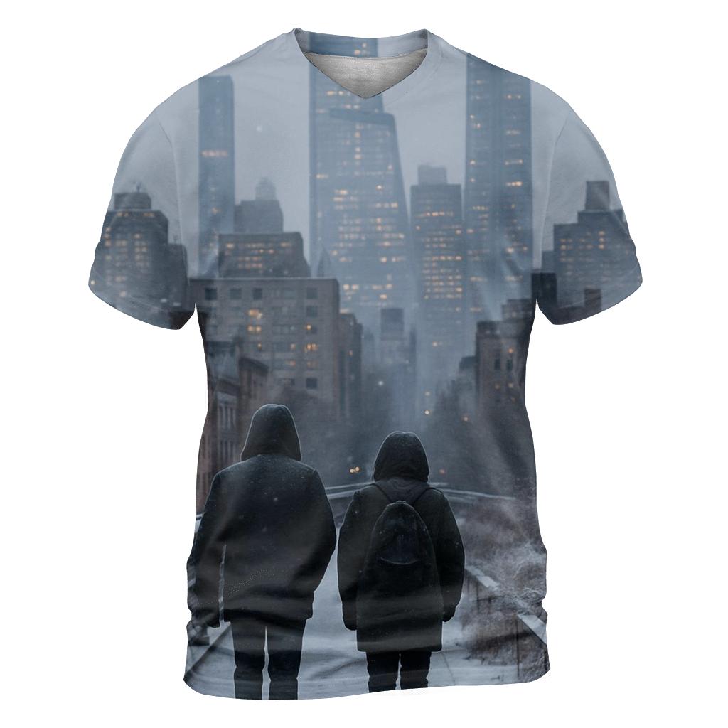 Snow Flurries Over Midtown From The High Line unique graphic print tees