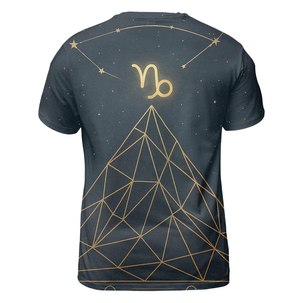 Capricorn Celestial Mountain Grid artistic all-over print tops