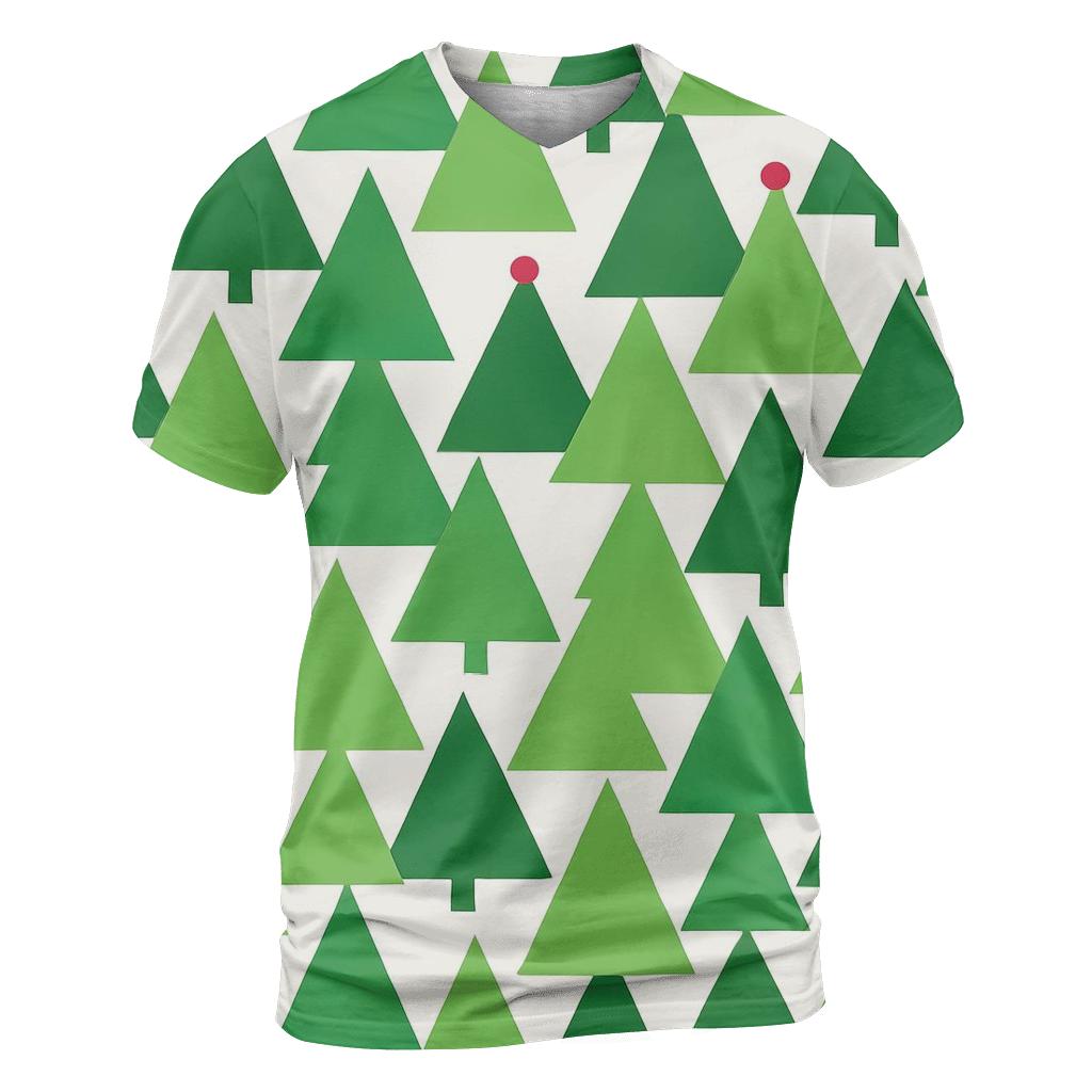 Evergreen Triangle Forest vibrant all-over design tees