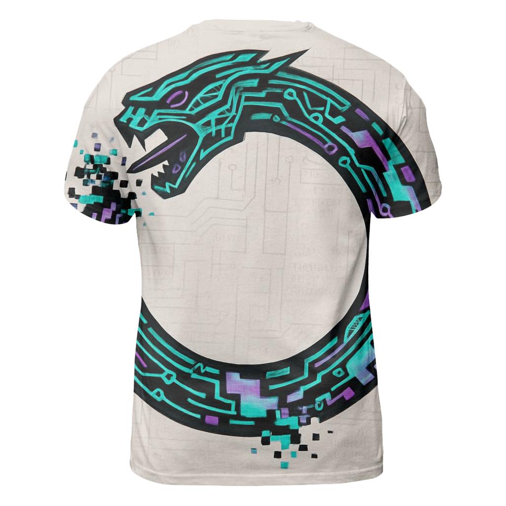 Digital Glitch Ouroboros Circuit custom all-over print shirts