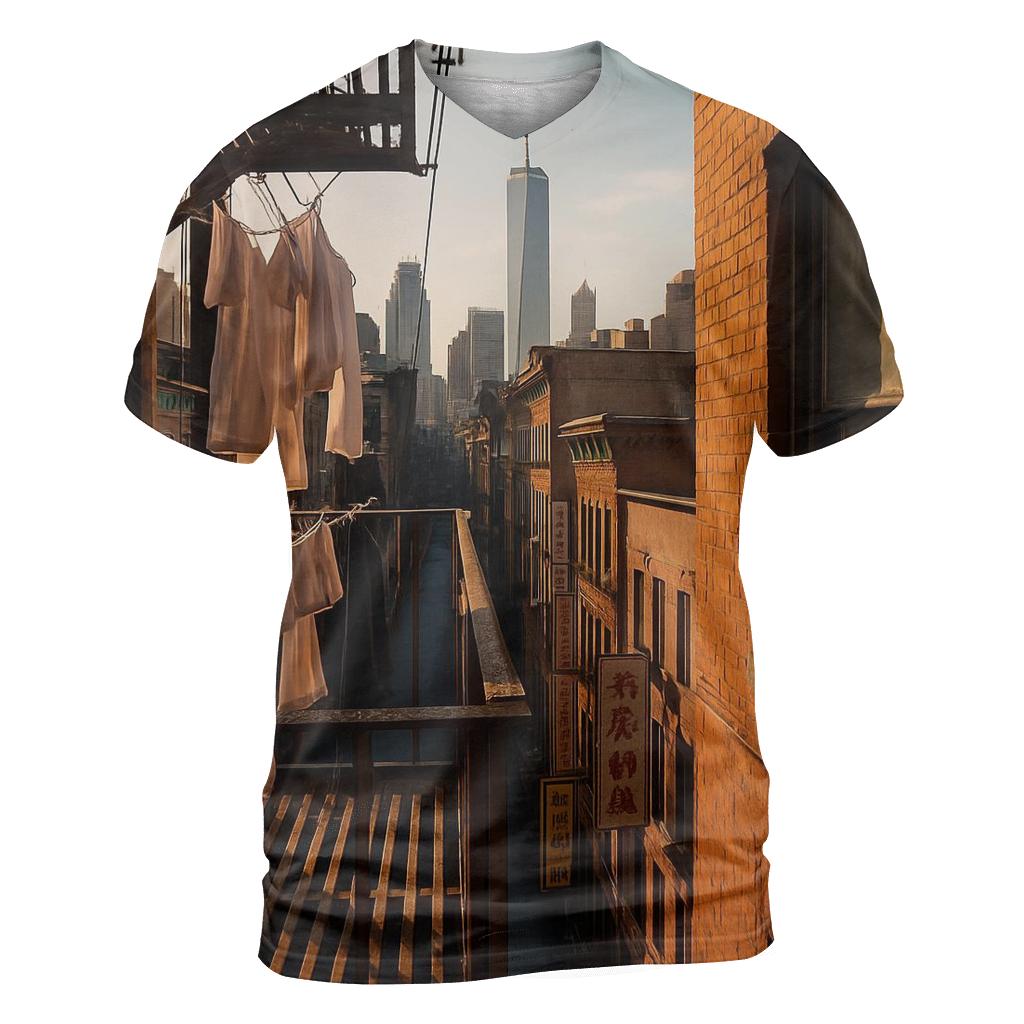 Chinatown Tenement View Toward Downtown trendy printed shirt styles