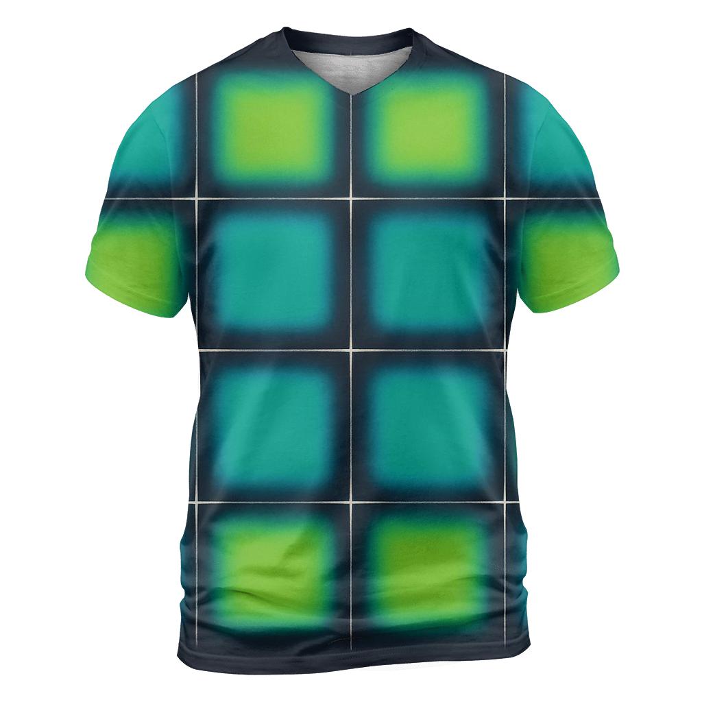Neon Night Itajime Grid artistic all-over print tops