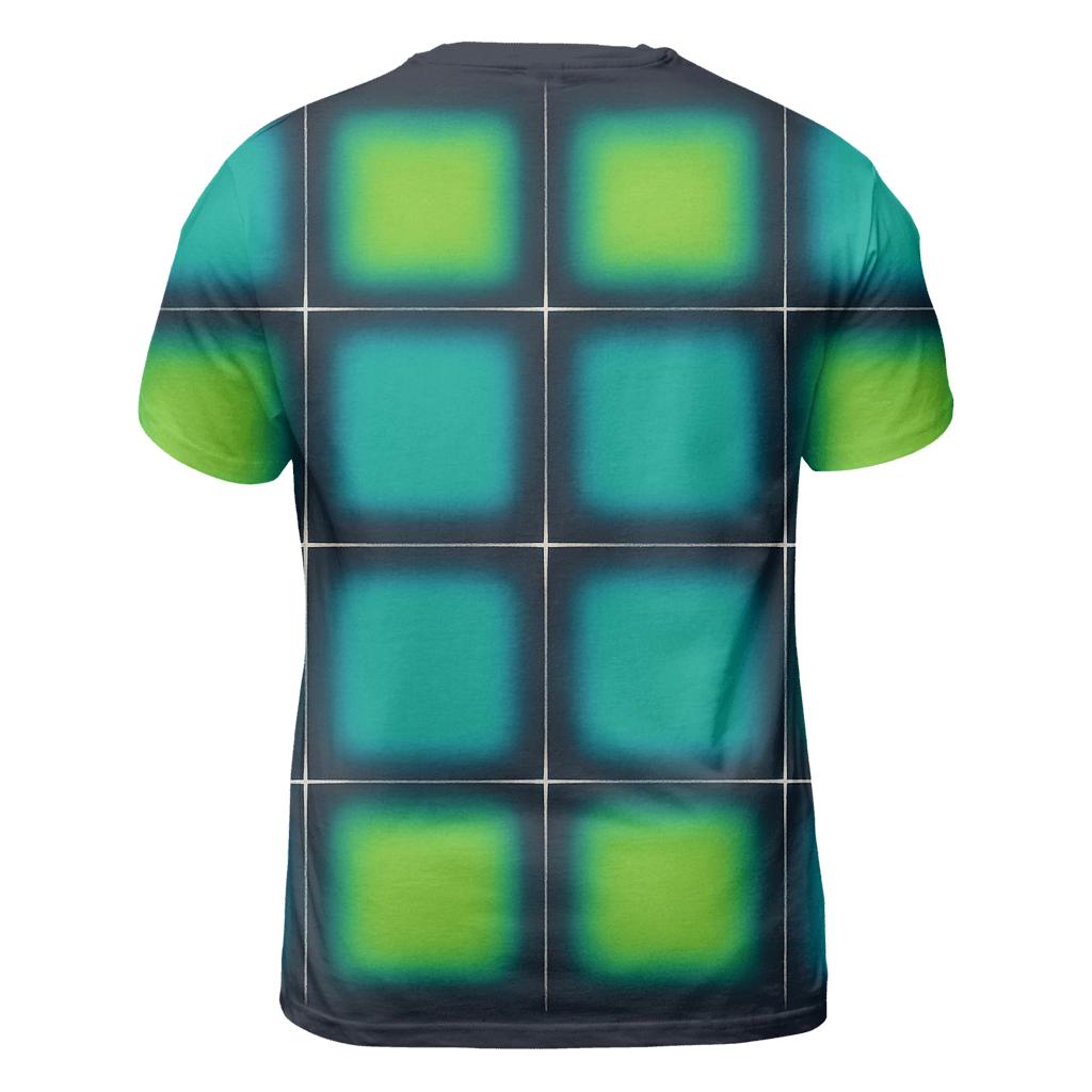 Neon Night Itajime Grid artistic all-over print tops