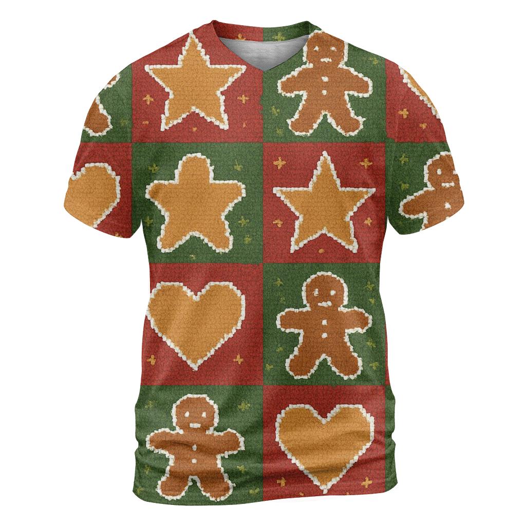 Gingerbread Cookie Chaos Checker Design vibrant all-over design tees