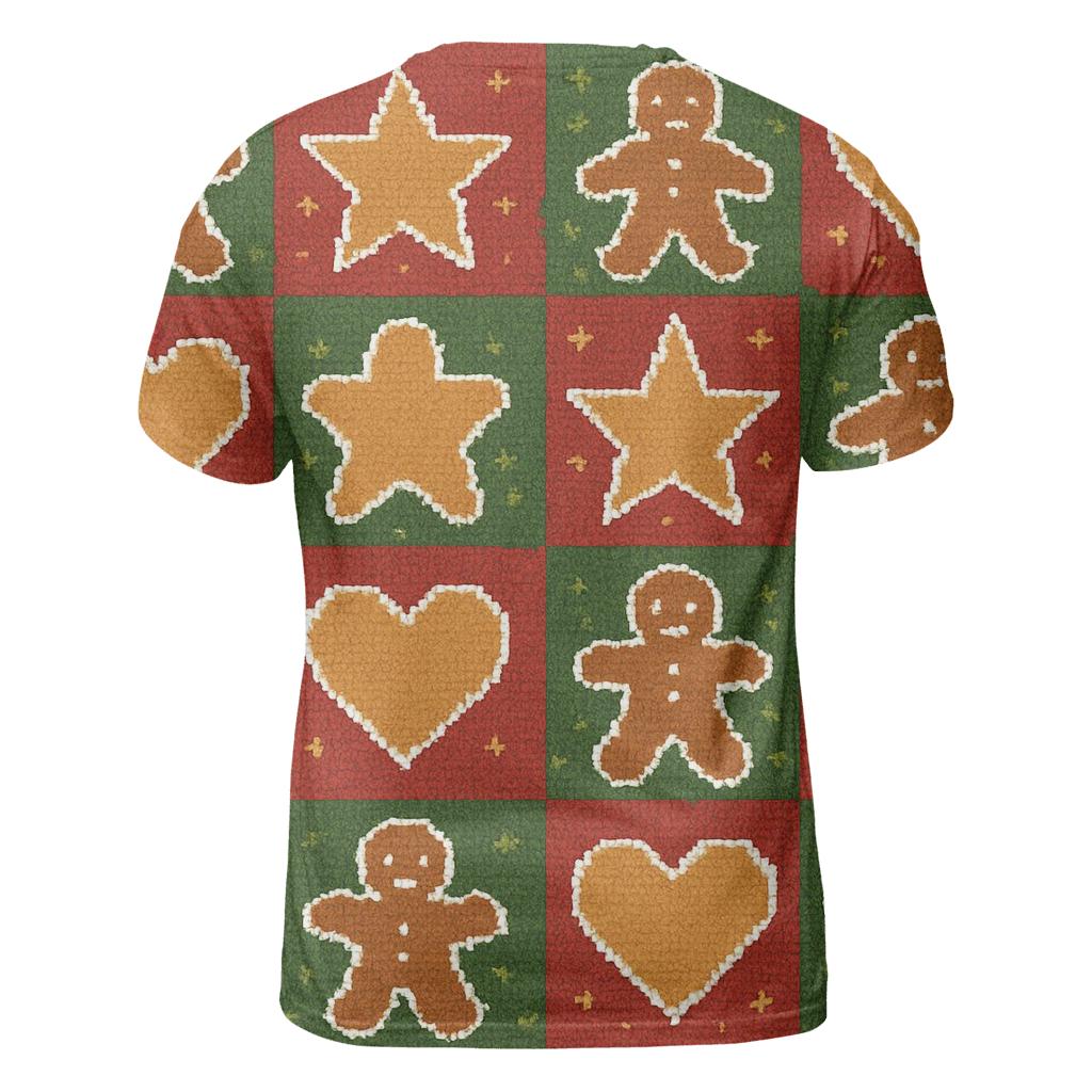 Gingerbread Cookie Chaos Checker Design vibrant all-over design tees
