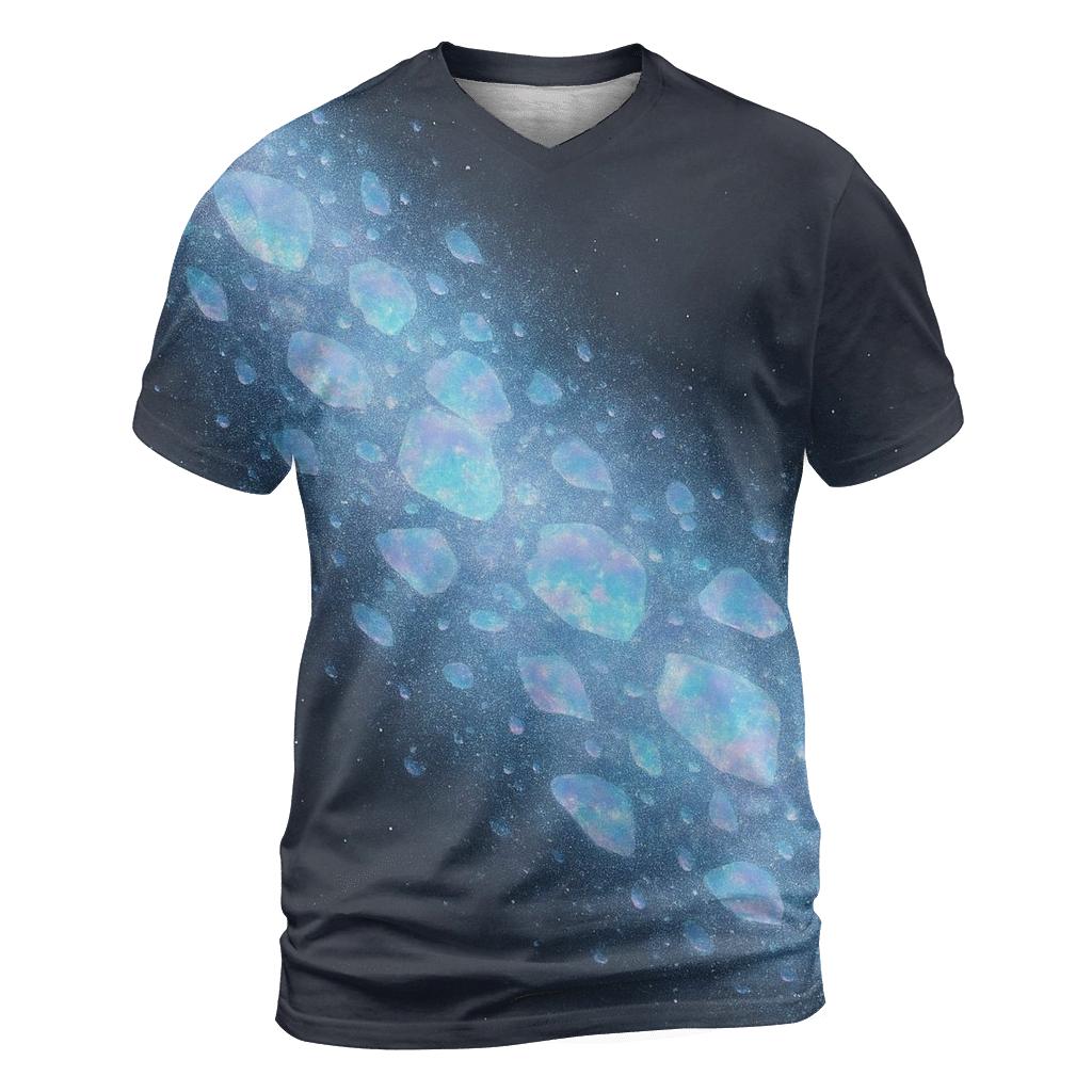 Opalescent Stardust Cascade artistic all-over print tops