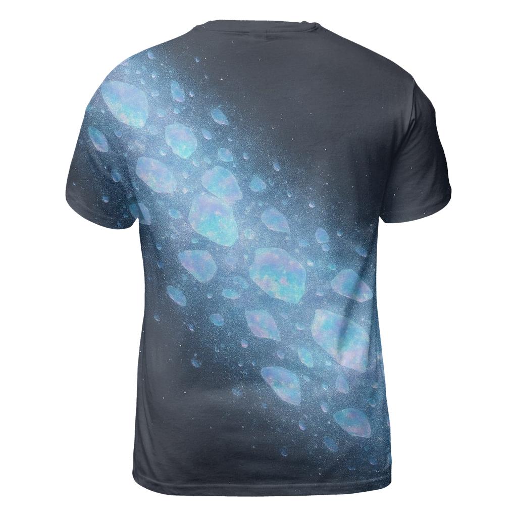 Opalescent Stardust Cascade artistic all-over print tops