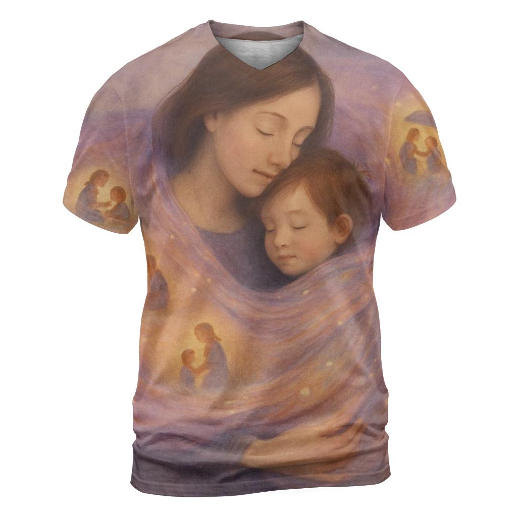The Time Woven Shawl Moments Draped Around Her Child creative print fashion shirts