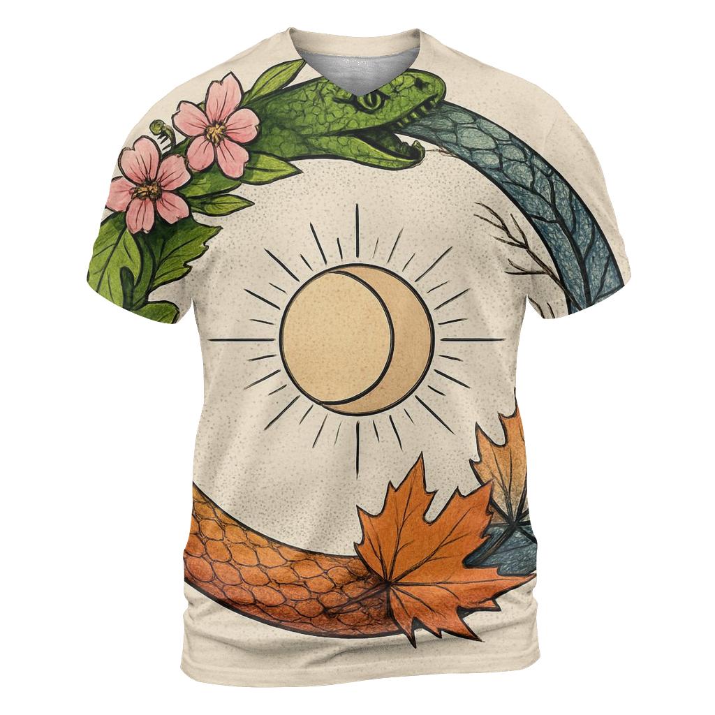 Forest Seasons Ouroboros Ring artistic all-over print tops