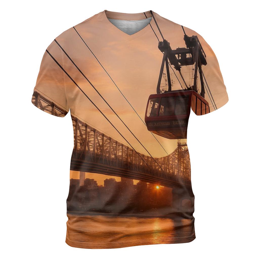 Sunset From The Roosevelt Island Tram Platform creative print fashion shirts