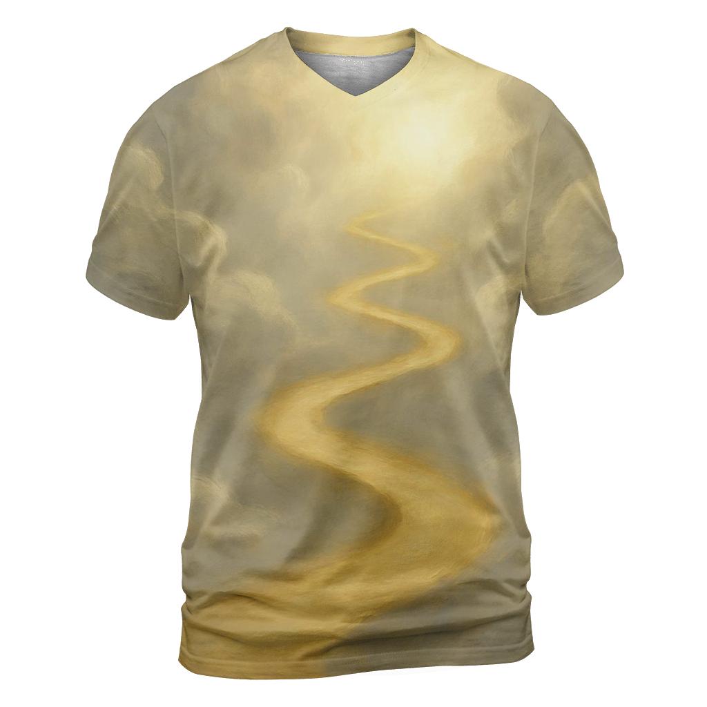 Golden Path Through Clouds vibrant all-over design tees