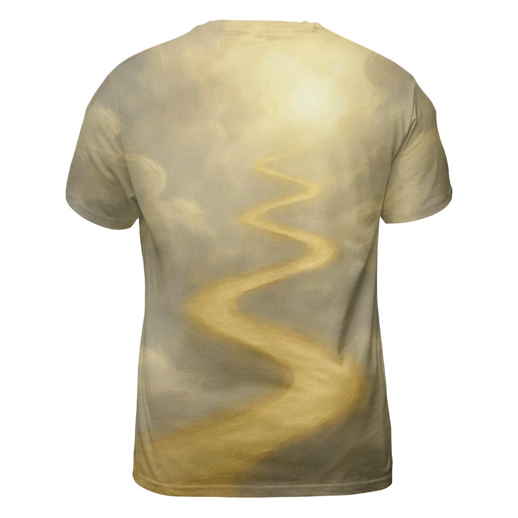 Golden Path Through Clouds vibrant all-over design tees