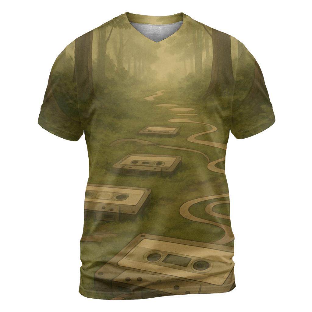 Cassette Forest Path vibrant all-over design tees