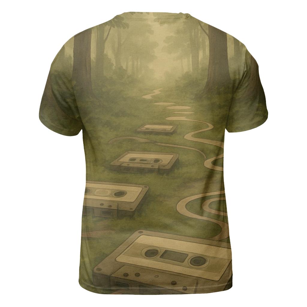Cassette Forest Path vibrant all-over design tees