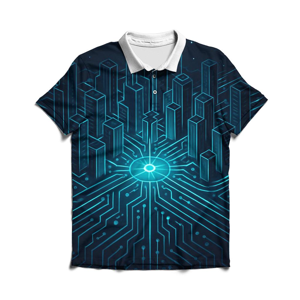 Celestial Circuit City stylish collar polo tees