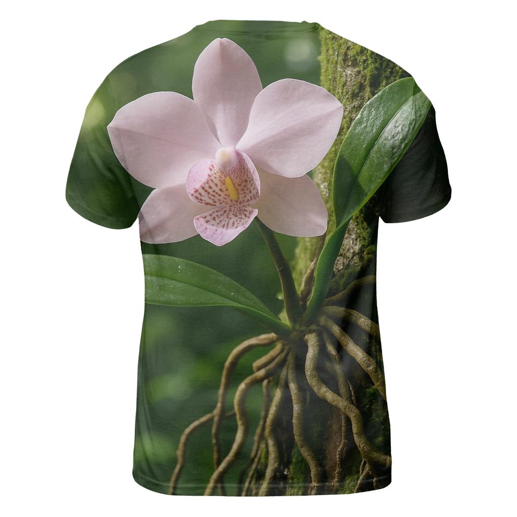 Wild Orchid On Rainforest Tree Trunk creative print fashion shirts