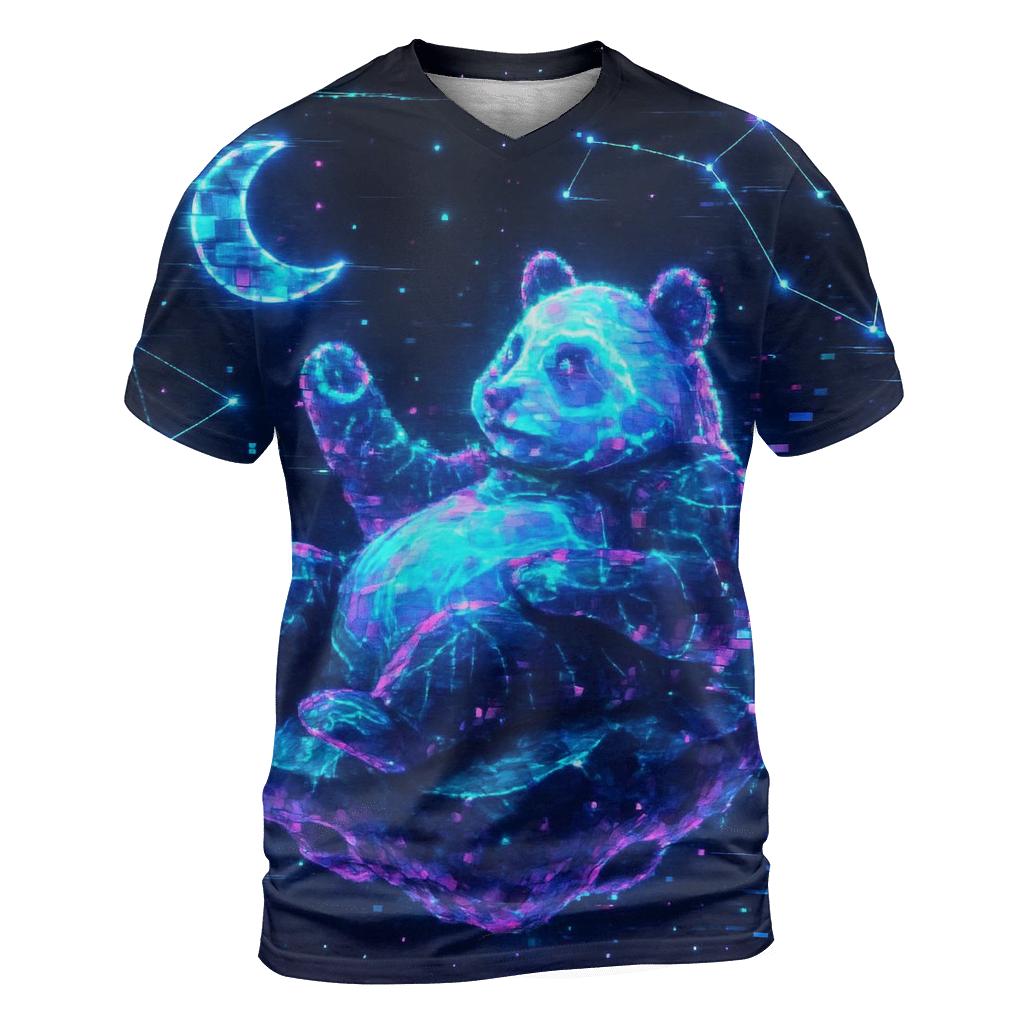 Glitch Panda Constellation vibrant all-over design tees