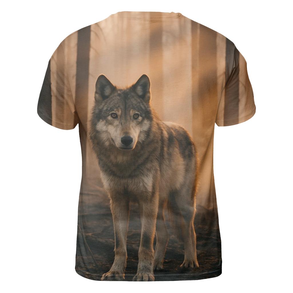 Timber Wolf At Forest Fire Edge artistic all-over print tops