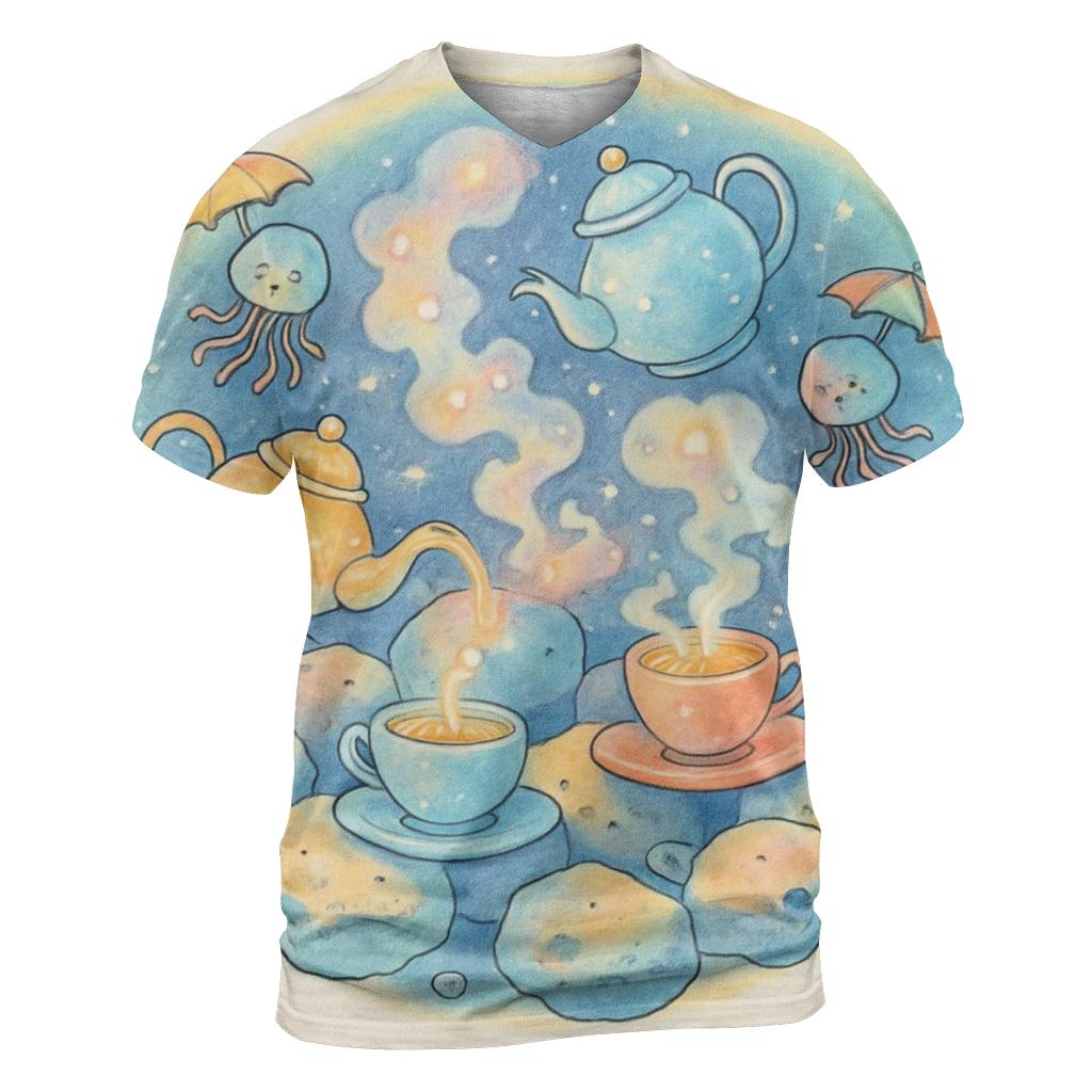 Asteroid Tea Party Shuffle designer pattern shirts