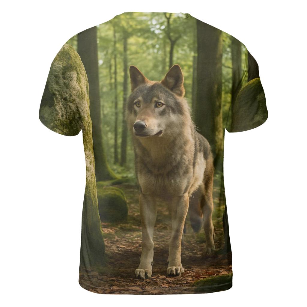 Eurasian Wolf At Ancient Forest Megaliths personalized full print shirts
