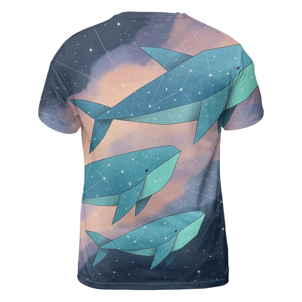 Cosmic Origami Whales creative print fashion shirts