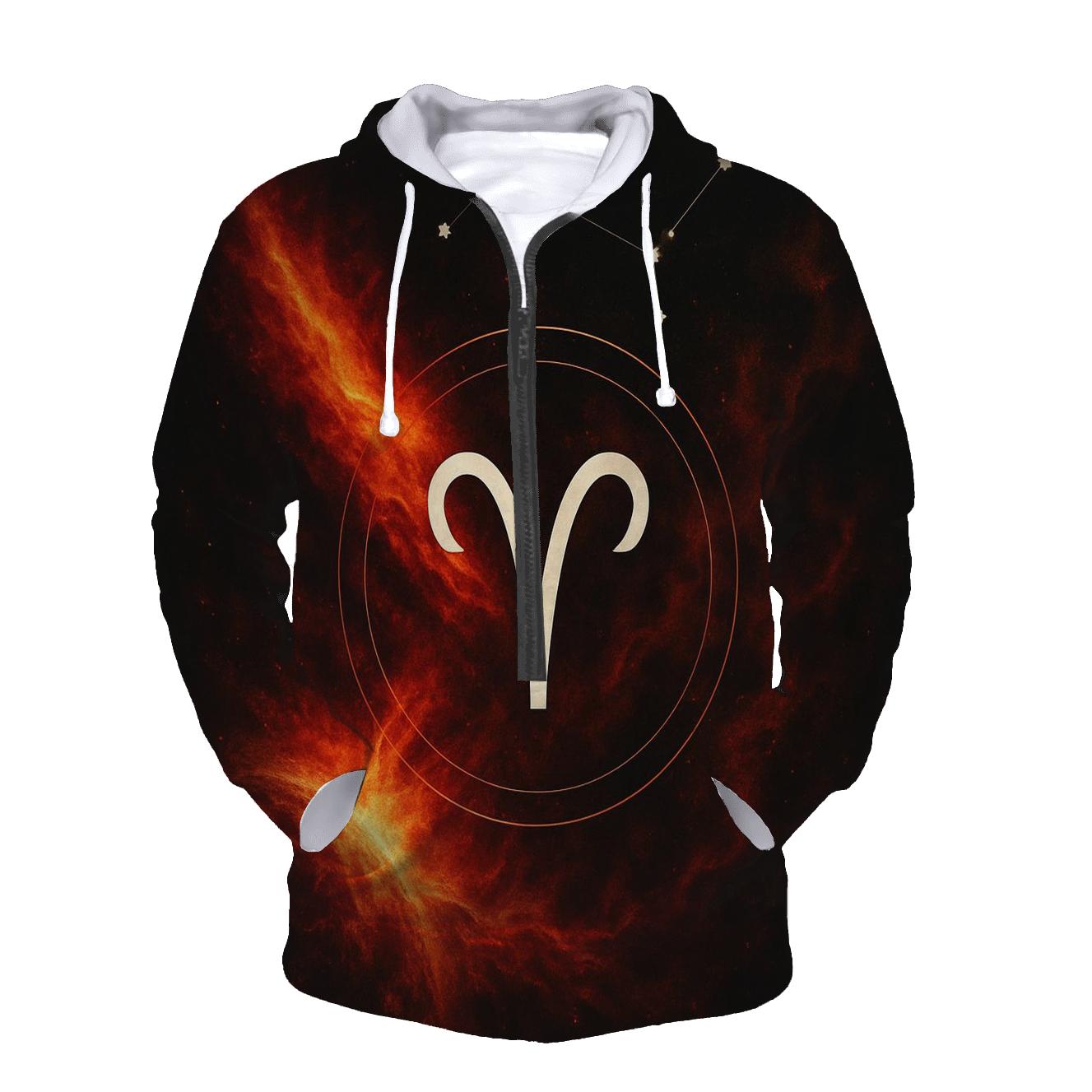 Aries Solar Storm Ram Sigil zip-up hoodies