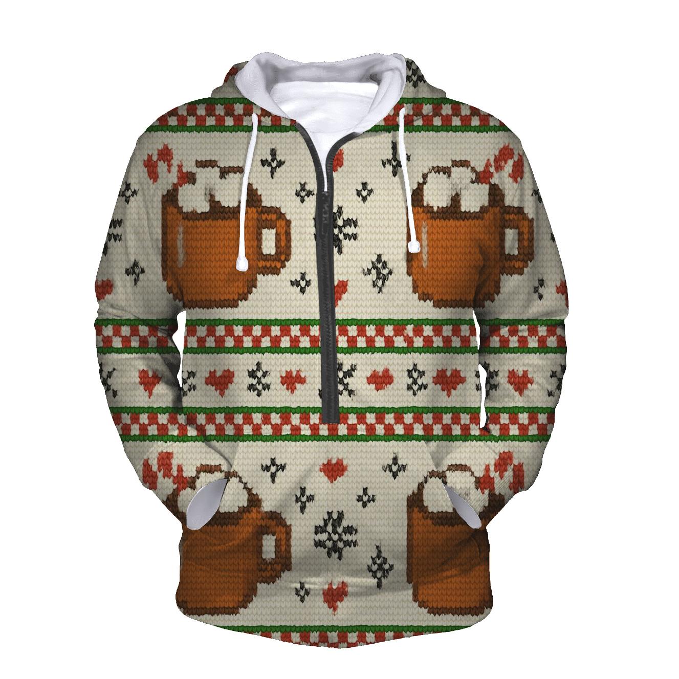 Hot Cocoa Mug Stripe Mashup Design heavyweight hoodies