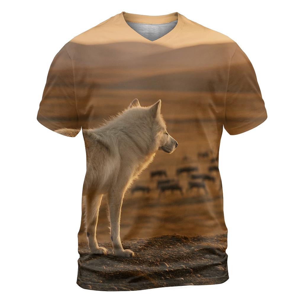 Tundra Wolf On Caribou Migration Ridge artistic all-over print tops