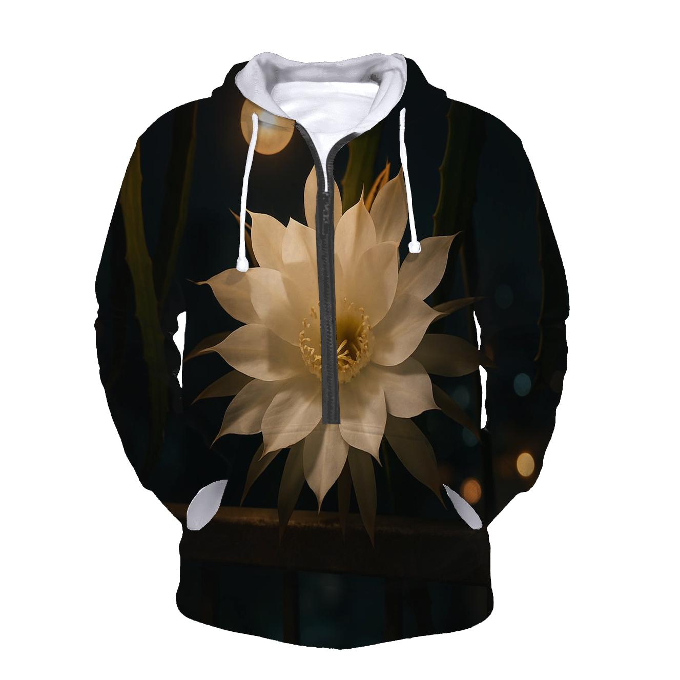 Night Blooming Cereus On Concrete Balcony designer hoodies