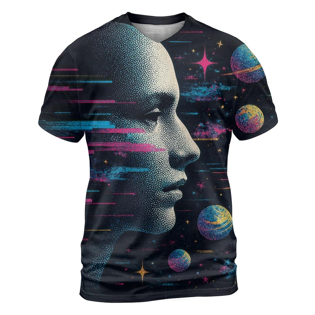 Astral Glitch Portrait creative print fashion shirts