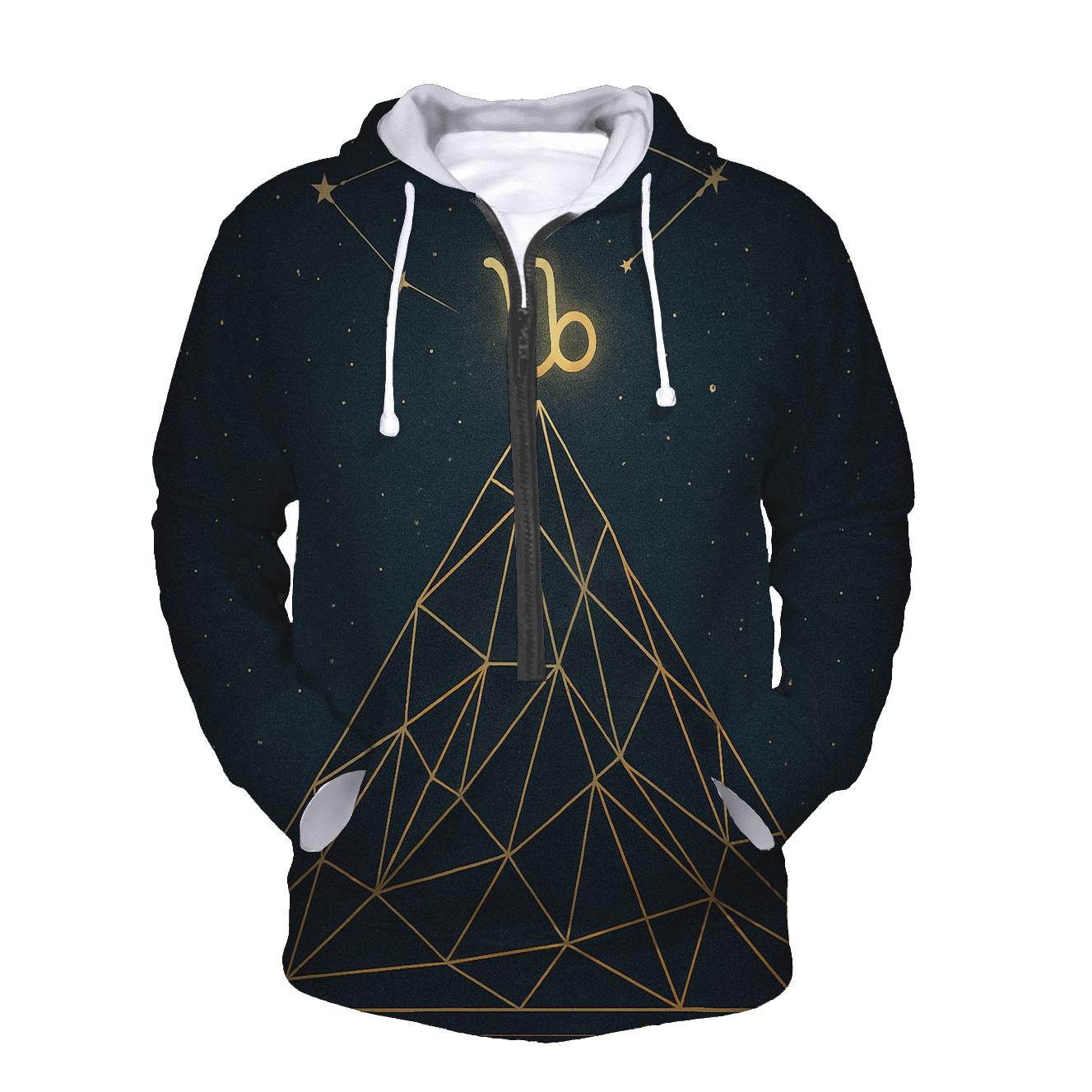 Capricorn Celestial Mountain Grid hoodies fashion