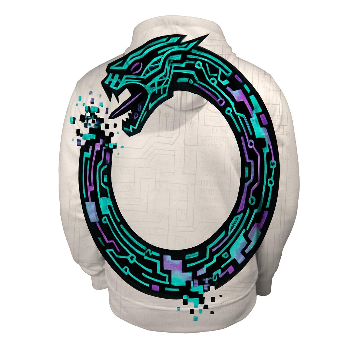 Digital Glitch Ouroboros Circuit custom hoodies