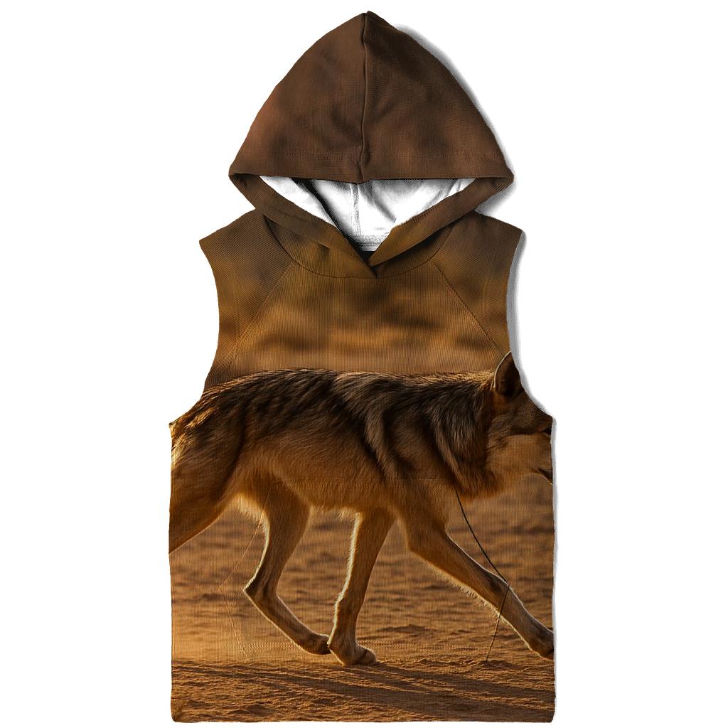 Mexican Wolf Crossing Desert Arroyo printed hoodies