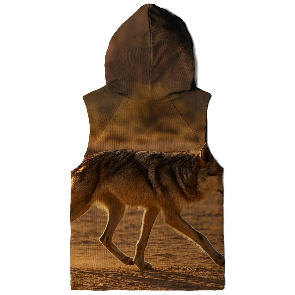 Mexican Wolf Crossing Desert Arroyo printed hoodies