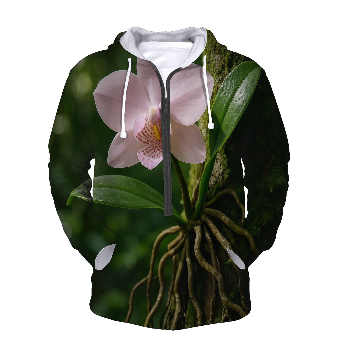 Wild Orchid On Rainforest Tree Trunk printed hoodies