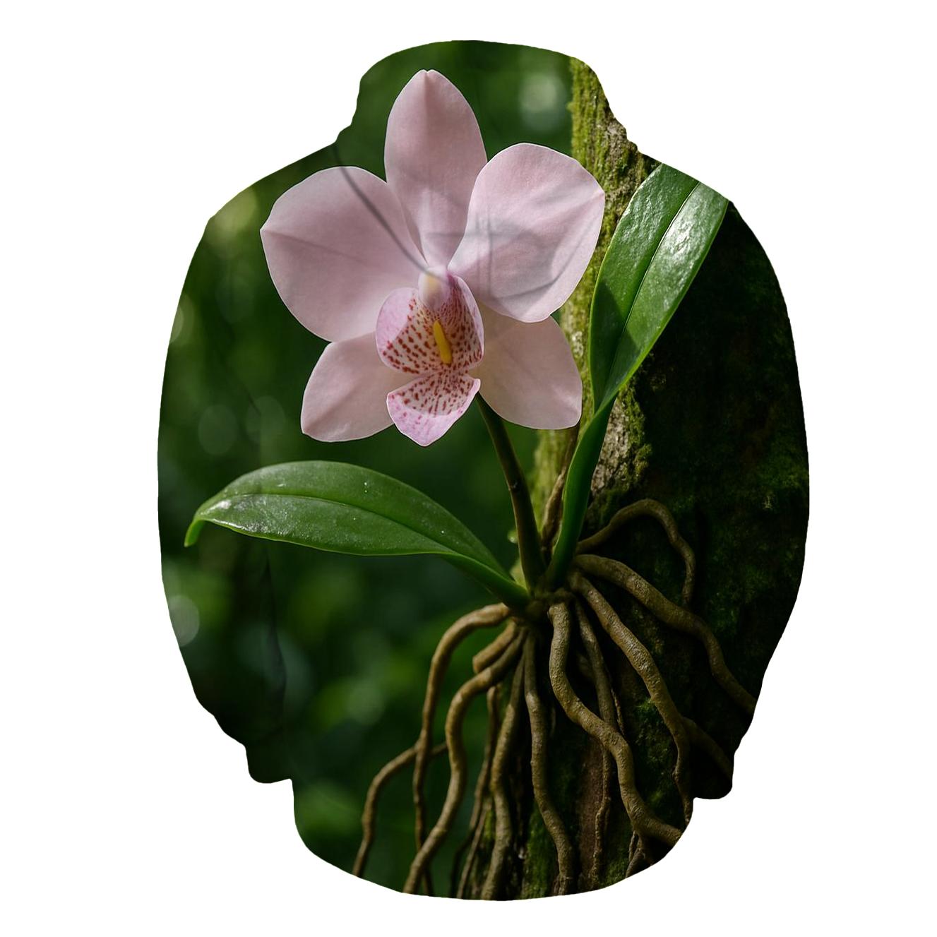 Wild Orchid On Rainforest Tree Trunk printed hoodies