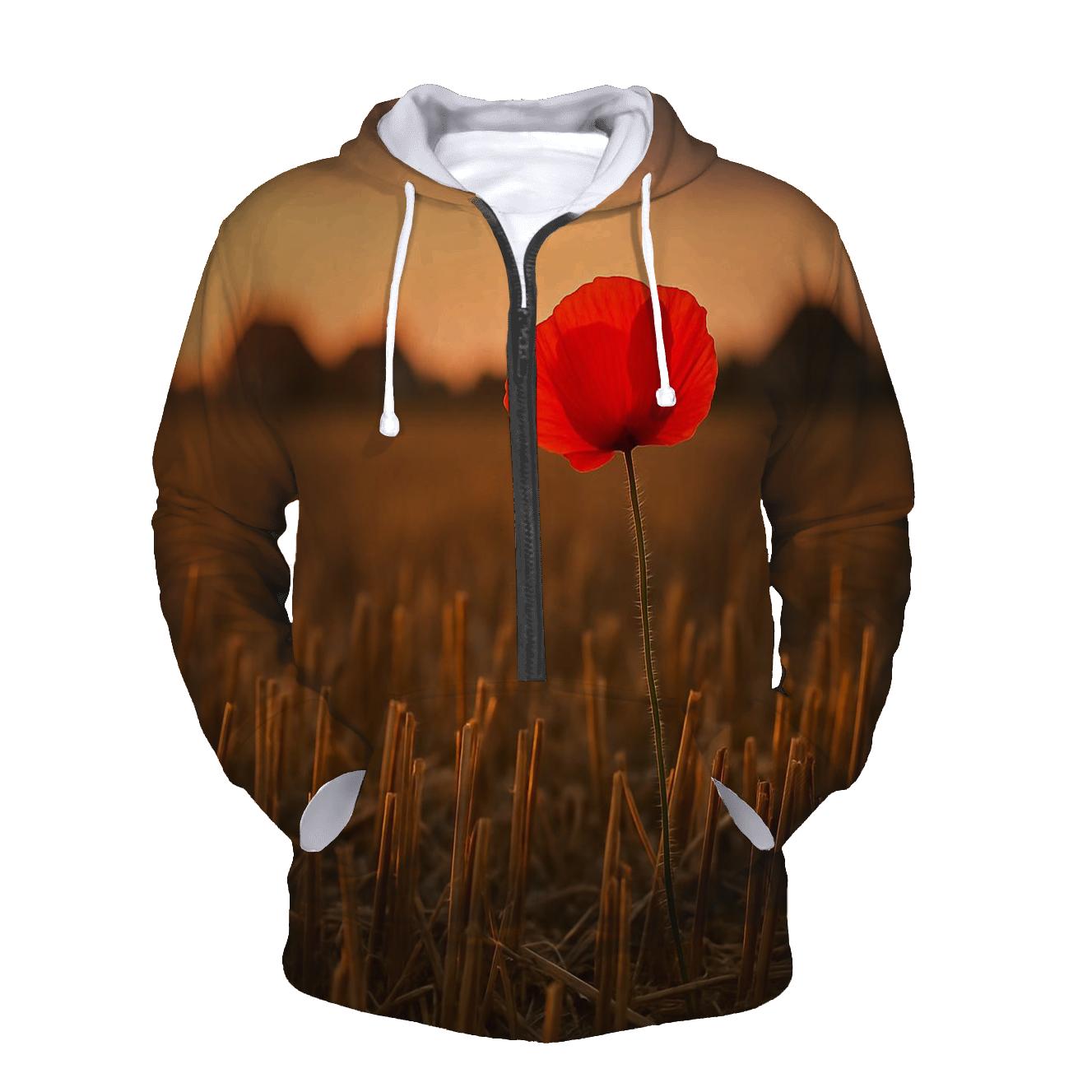Poppy Remnant In Harvested Wheat Field pullover hoodies