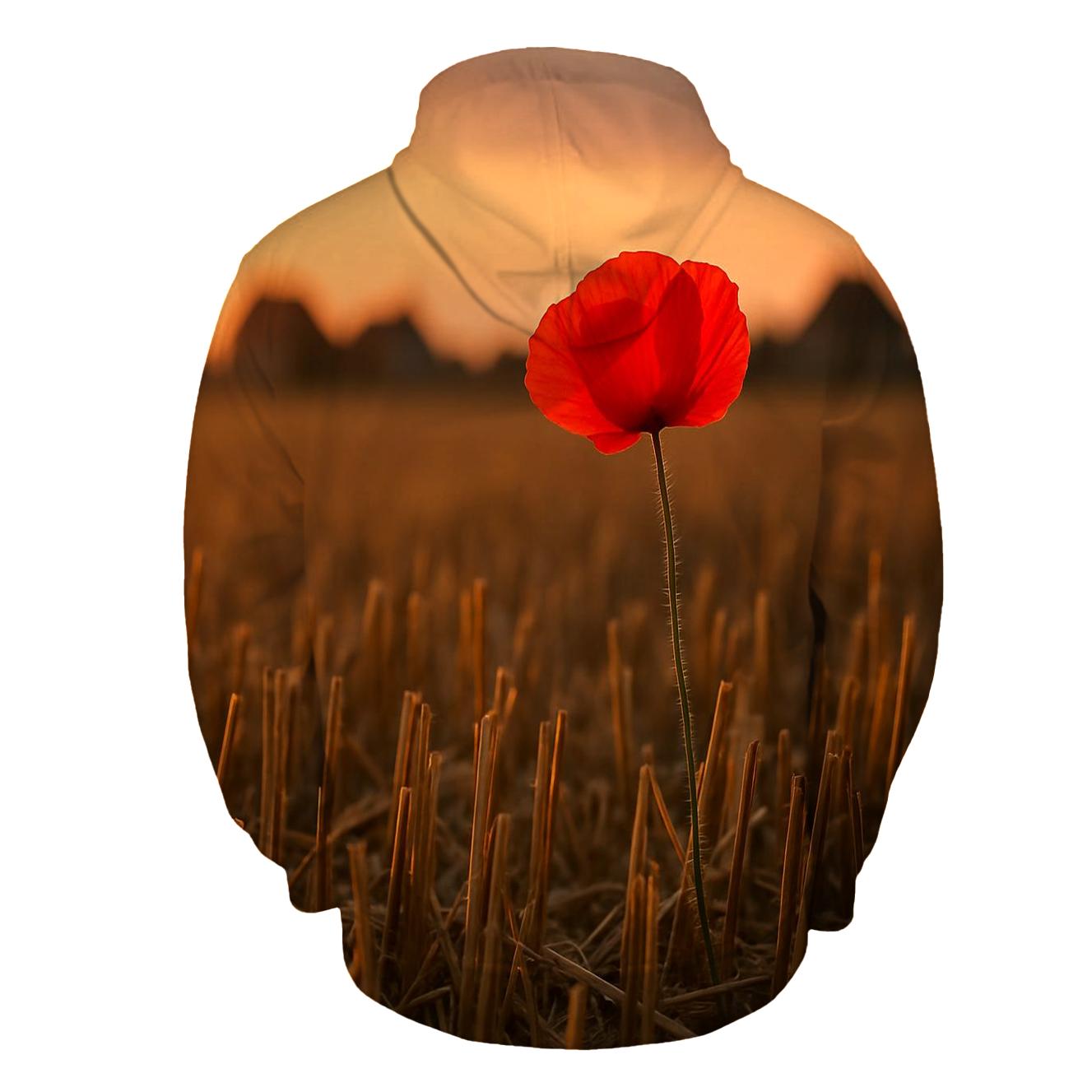 Poppy Remnant In Harvested Wheat Field pullover hoodies