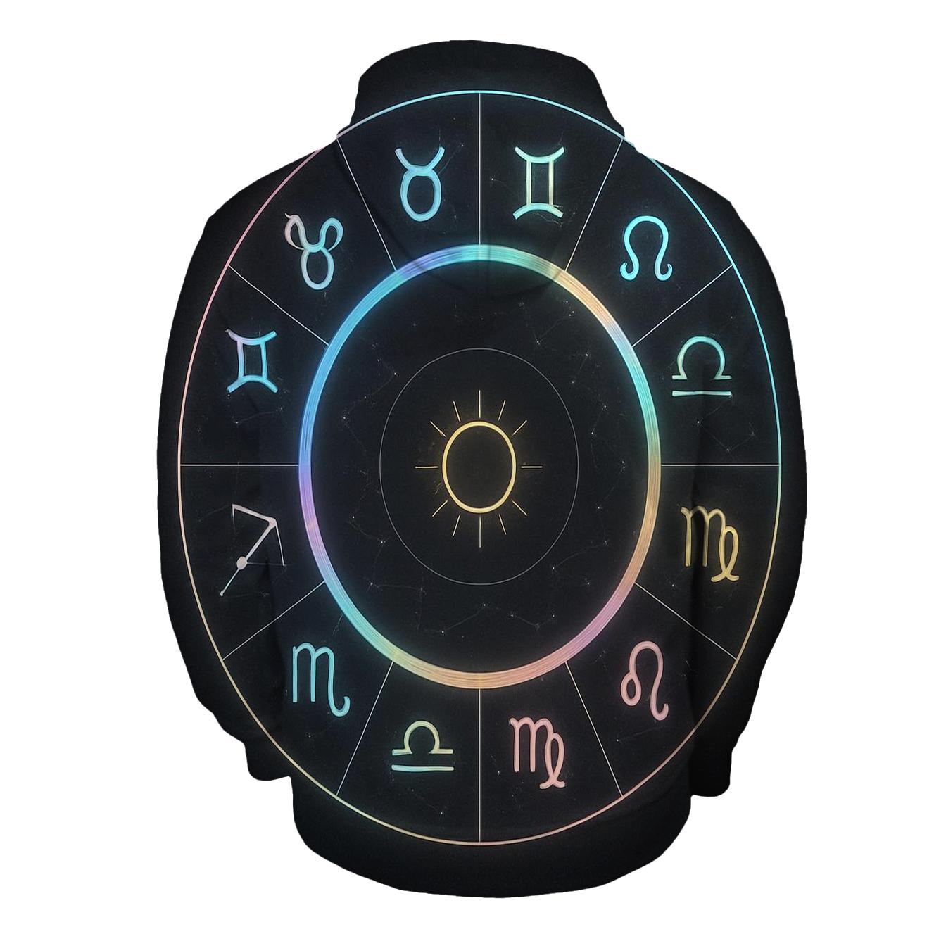 Zodiac Wheel Holographic Orbit zip-up hoodies