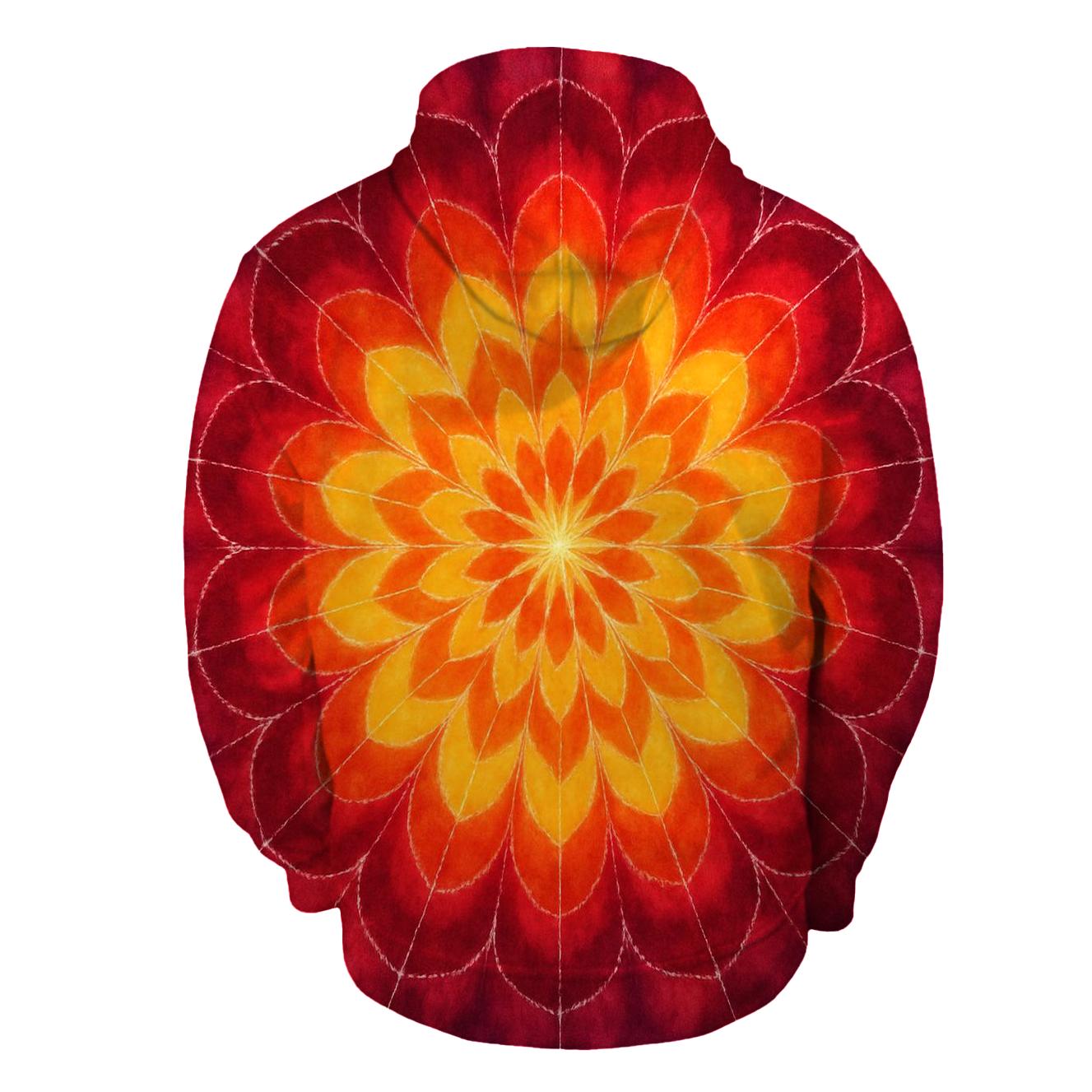 Solar Mandala Sunburst Overdye custom hoodies