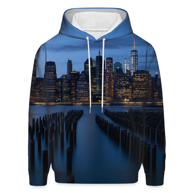 Blue Hour Reflections Over The East River lightweight hoodies