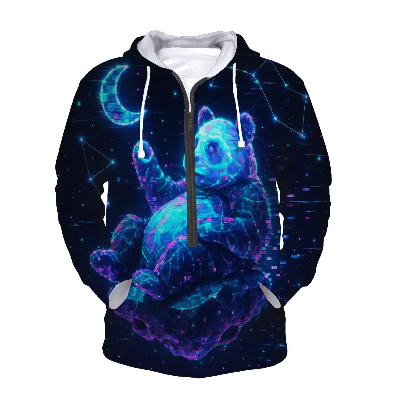 Glitch Panda Constellation zip-up hoodies