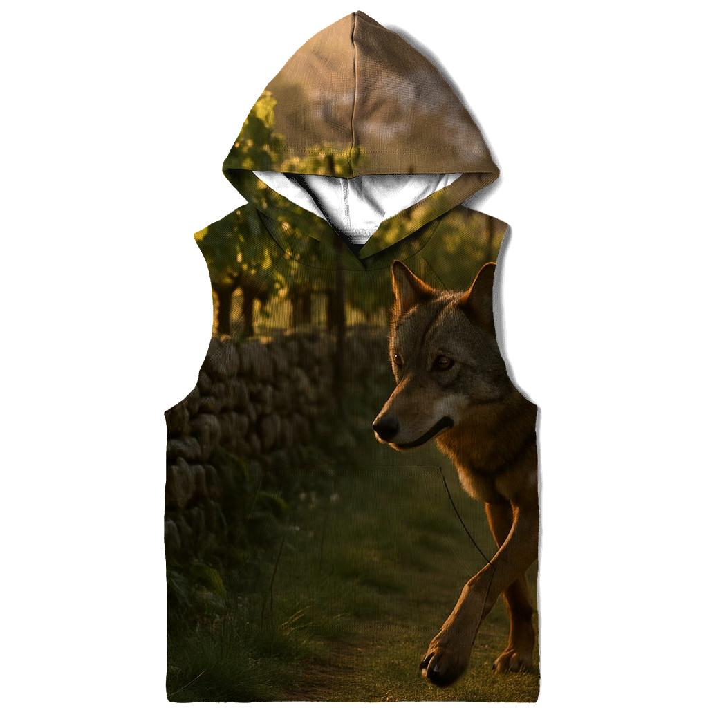 Iberian Wolf Near Terraced Vineyards premium hoodies