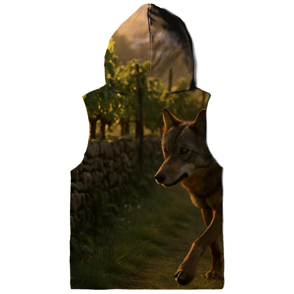 Iberian Wolf Near Terraced Vineyards premium hoodies