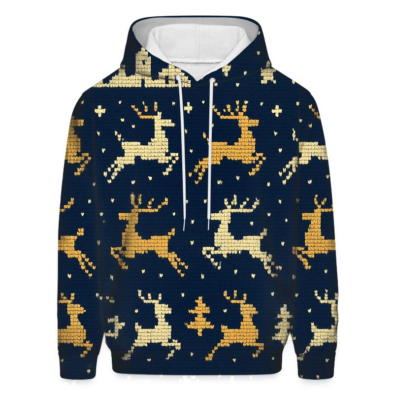 Midnight Reindeer Skyline Bands Design printed hoodies