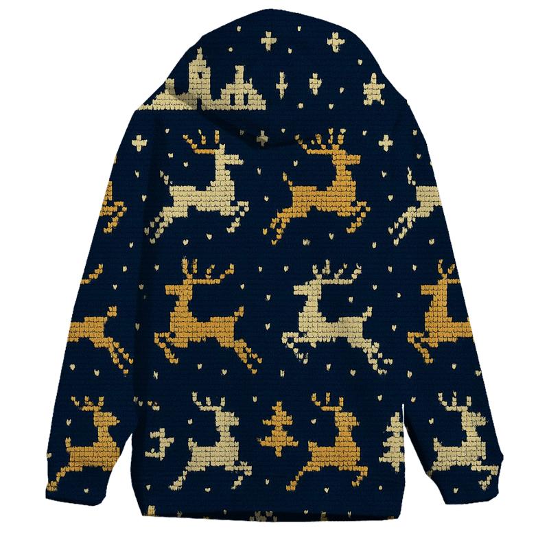 Midnight Reindeer Skyline Bands Design printed hoodies