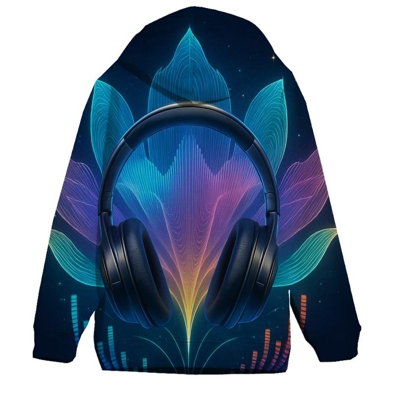 Holographic Headphone Bloom graphic hoodies